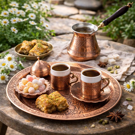 Handmade Hammered Copper Turkish Coffee Set, Ottoman Style - Etsy