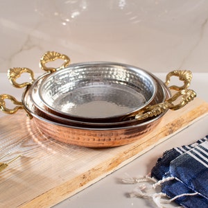 Handmade Copper Pan Set/3 Piece |Handmade Copper Pan | Frying pan | Saucepan, cooking | Baking Pan Omelette Pan | Mother&#39;s Day Gift
