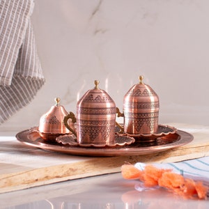 Turkish coffee set Copper coffee set Coffee set Coffee cup Tea coffee set Coffee Coffee pot Vintage coffee set Coffee sets image 9