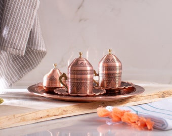 Handmade Hammered Copper Turkish Coffee Set, Ottoman Style - Etsy