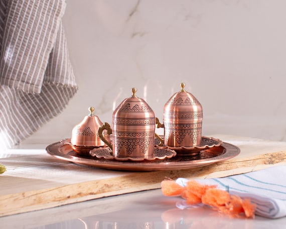 Handmade Hammered Copper Turkish Coffee Set, Ottoman Style - Etsy
