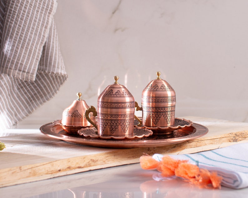 Turkish coffee set Copper coffee set Coffee set Coffee cup Tea coffee set Coffee Coffee pot Vintage coffee set Coffee sets image 9