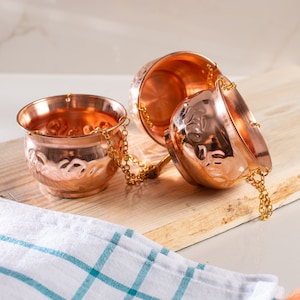 Hand-Hammered Copper Hanging Candle Holder Set: Rustic Home Decor