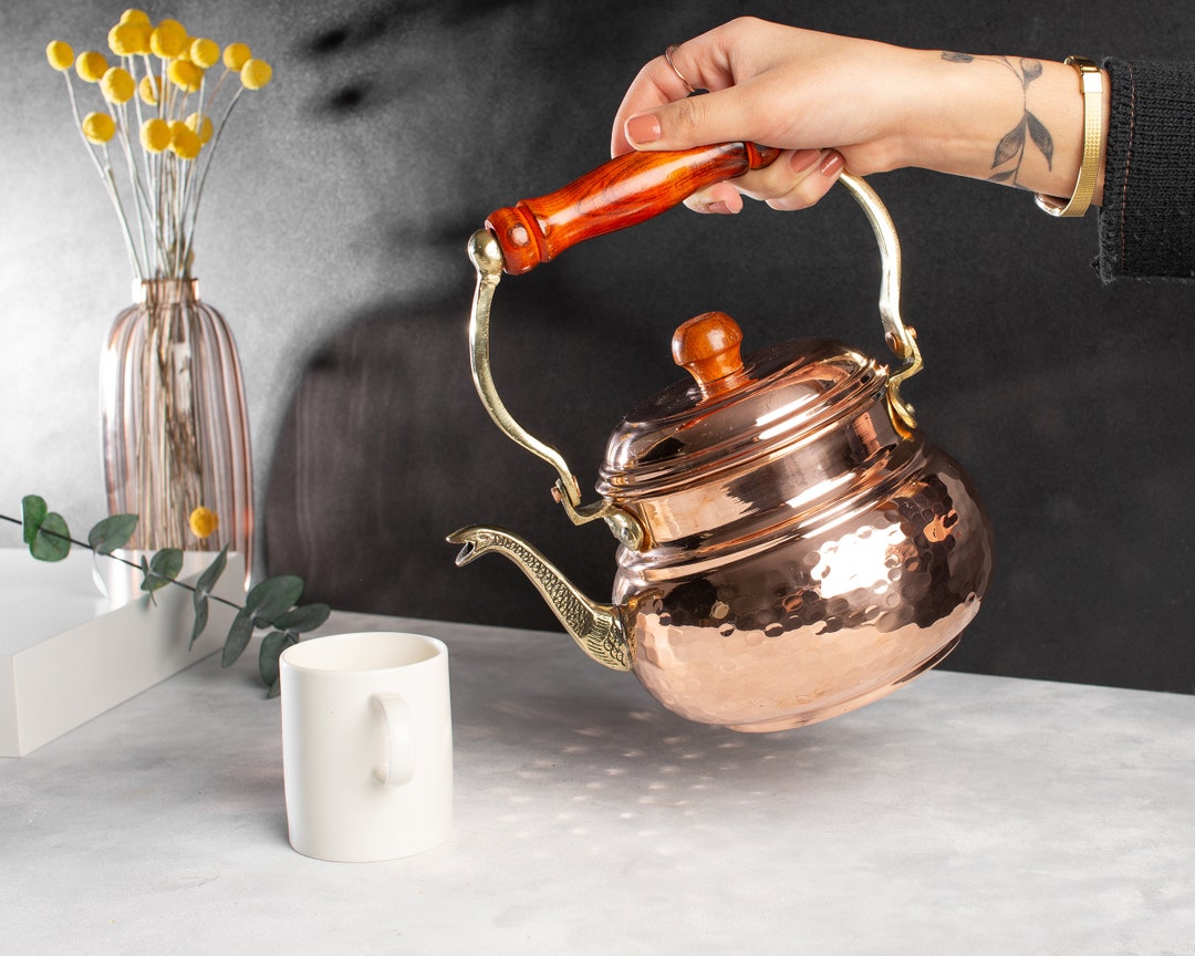 Hammered Antique Copper , Teapot Kettle , Stovetop Tea Pot, Turkish