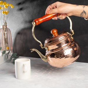 Hammered Antique Copper , Teapot Kettle , Stovetop Tea Pot, Turkish Copper Teapot , Handamde Copper Kettle , Vintage Style Copper Tea Kettle
