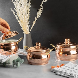 Turkish copper pan,Copper OmelettePlate,Copper Kitchen Decor,Vintage KitchenDecor,Copper Pot with Lid,Hammered Copper Pan, Copper Sauce Pot
