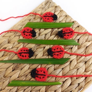 Handmade Crochet Ladybird Ladybug Appliqué: Set of 6 Embellishments