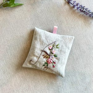 Personalized Lavender Sachet - Hand Embroidered Monogram Gift, Custom Initial Sachet, Birthday or Mother&#39;s Day Gift