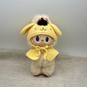 Handmade Crochet Labubu Outfit - Overalls, Beanie & Mini Bag Set
