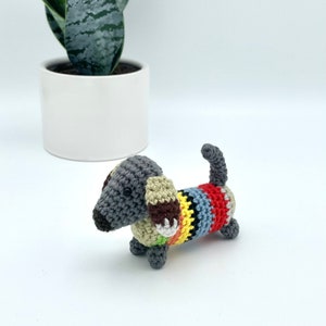 Crochet Dachshund Keychain - Handmade Dog Key Ring, Car Mirror Charm, Bag Accessory, Gift for Dog Lovers, Birthday or Stocking Stuffers