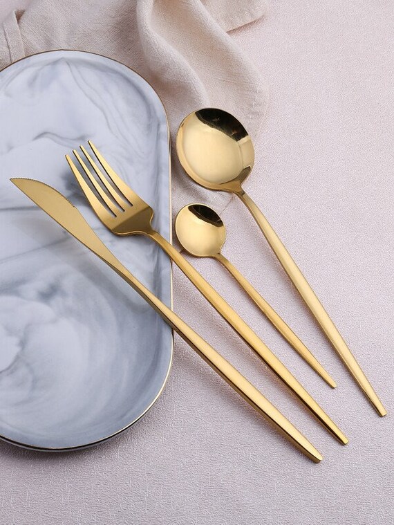 4pcs Stainless Steel Cutlery Set Etsy