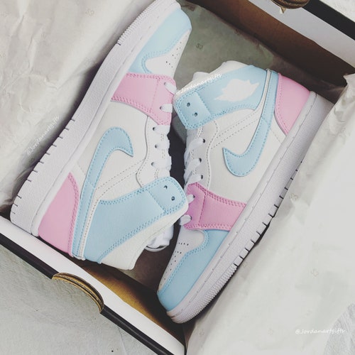 Baby Blue and Baby Pink Custom Jordan 1s Hand Painted Custom - Etsy Australia