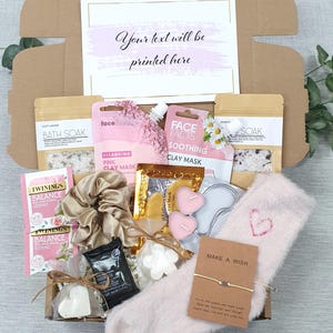 Spa Gift Box, Pink Clay Mask, Bath Soak, Personalized Note