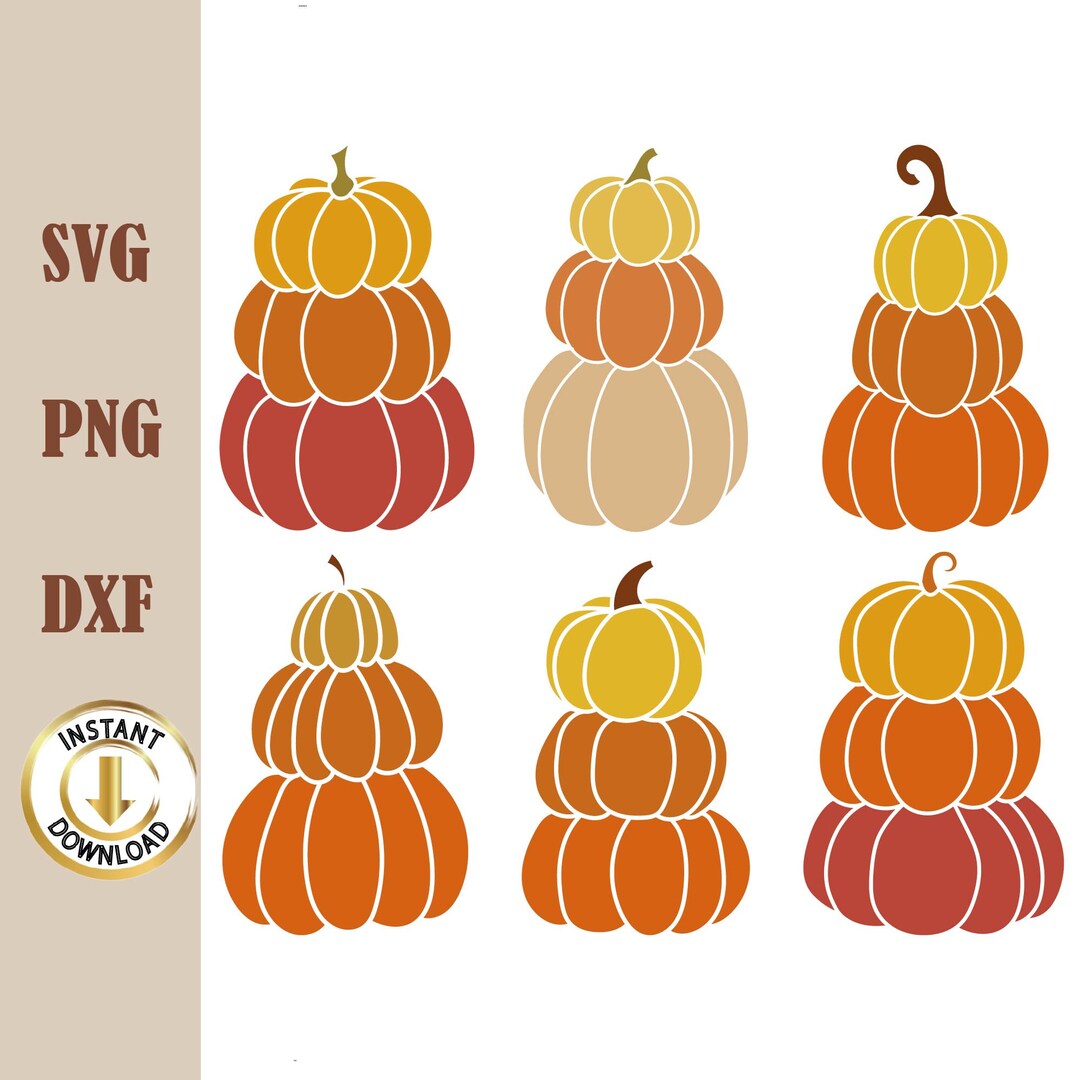 Stacked Pumpkins Svg Png Dxf Bundle, Three Pumpkins Svg Png Bundle