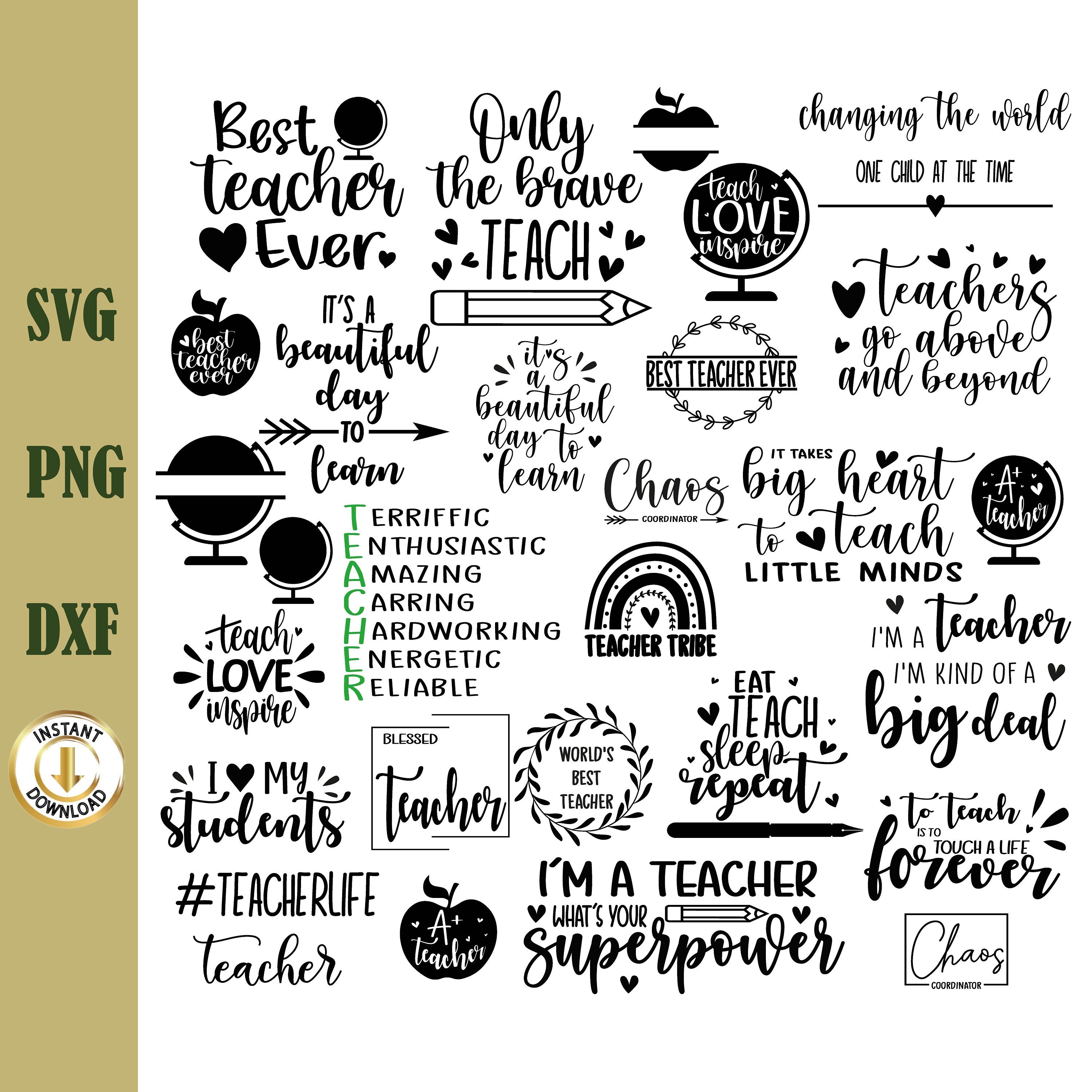 Teacher Svg Bundle Hand Lettered Teacher Svg Teacher Shirt - Etsy Israel