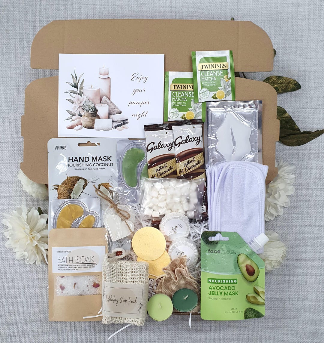 Pamper Hamper Gift Box: Care Package With Personalised Note Card - Etsy UK