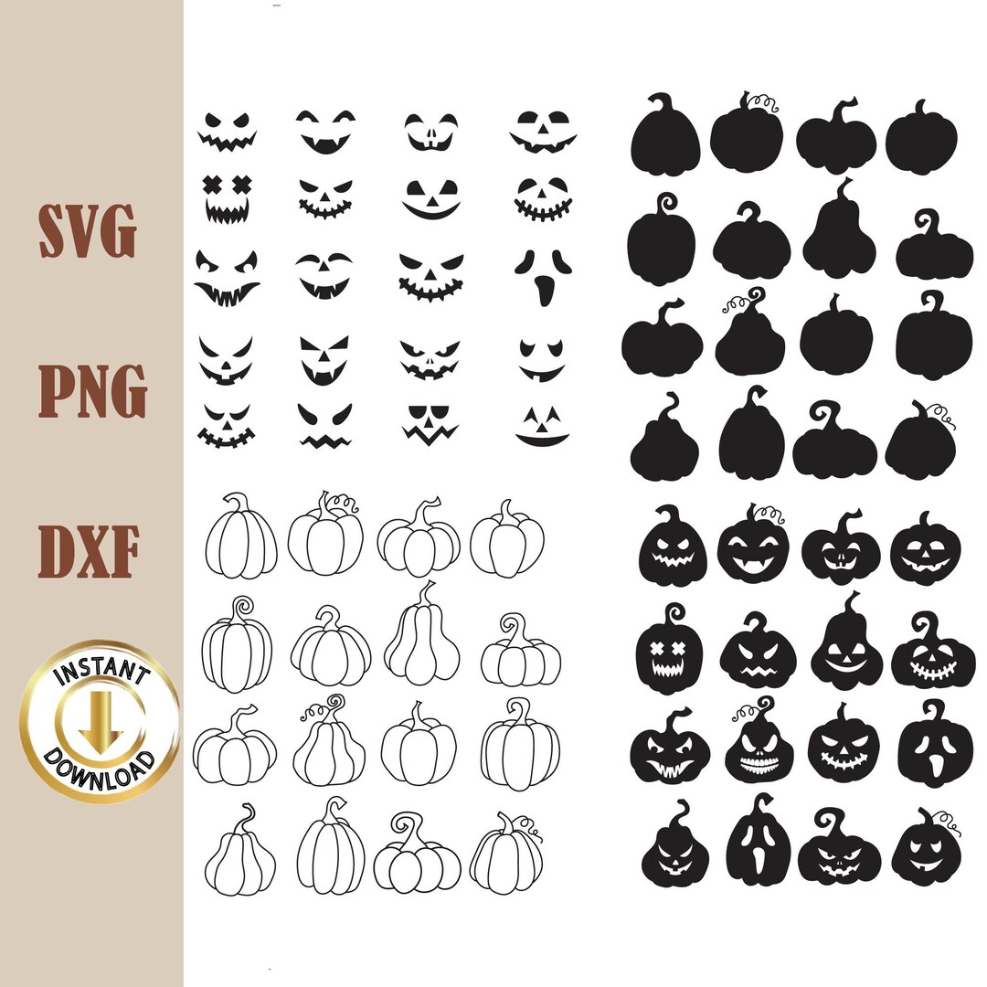Halloween Pumpkin Svg Pumpkin Face Svg Jack O Lantern DXF - Etsy