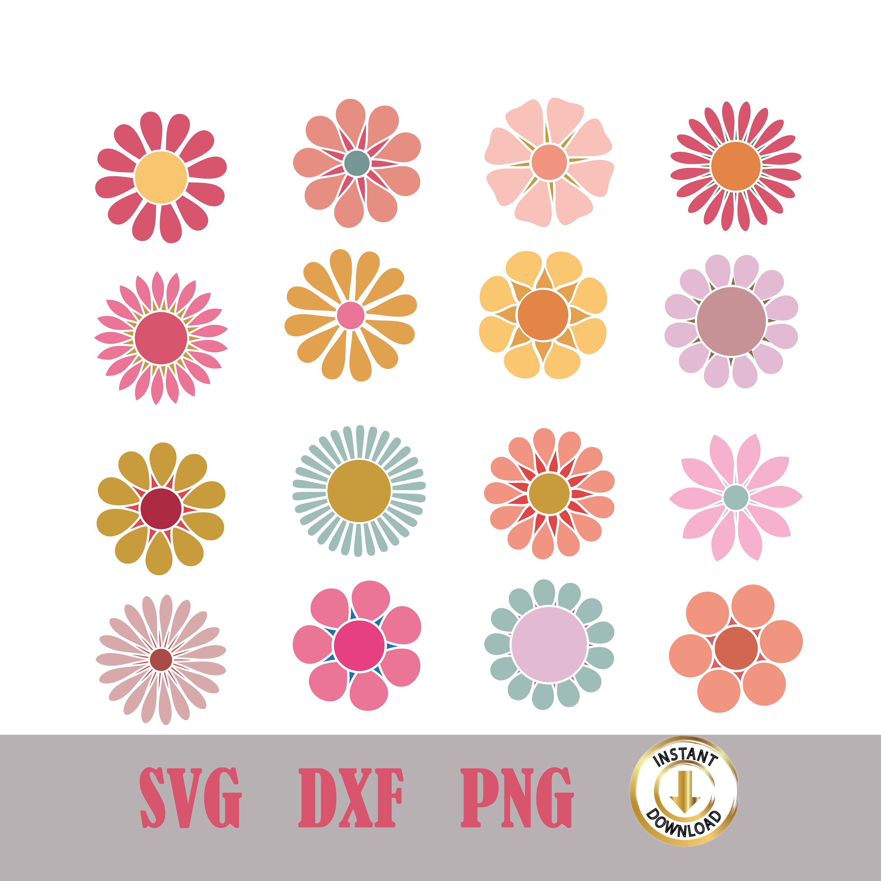 Cute Flower Svg Bundle Gardening Flower Icon Svg Boho - Etsy