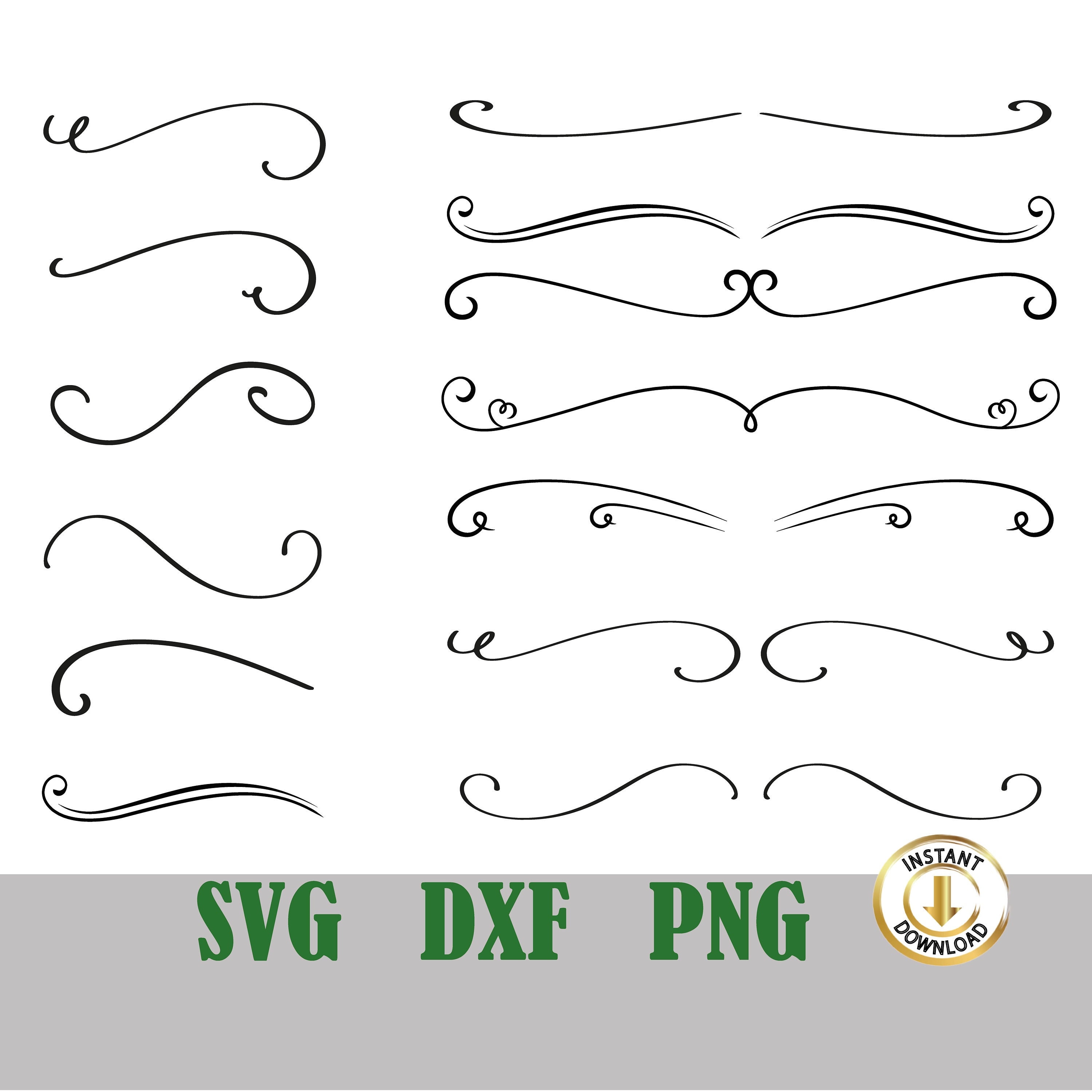 30 swoosh, swirl, swash, Vector Design Elements,SVG, PNG, Flourish,  Clipart, Digital Cutting File, Copyright Free, cricut, Illustrator