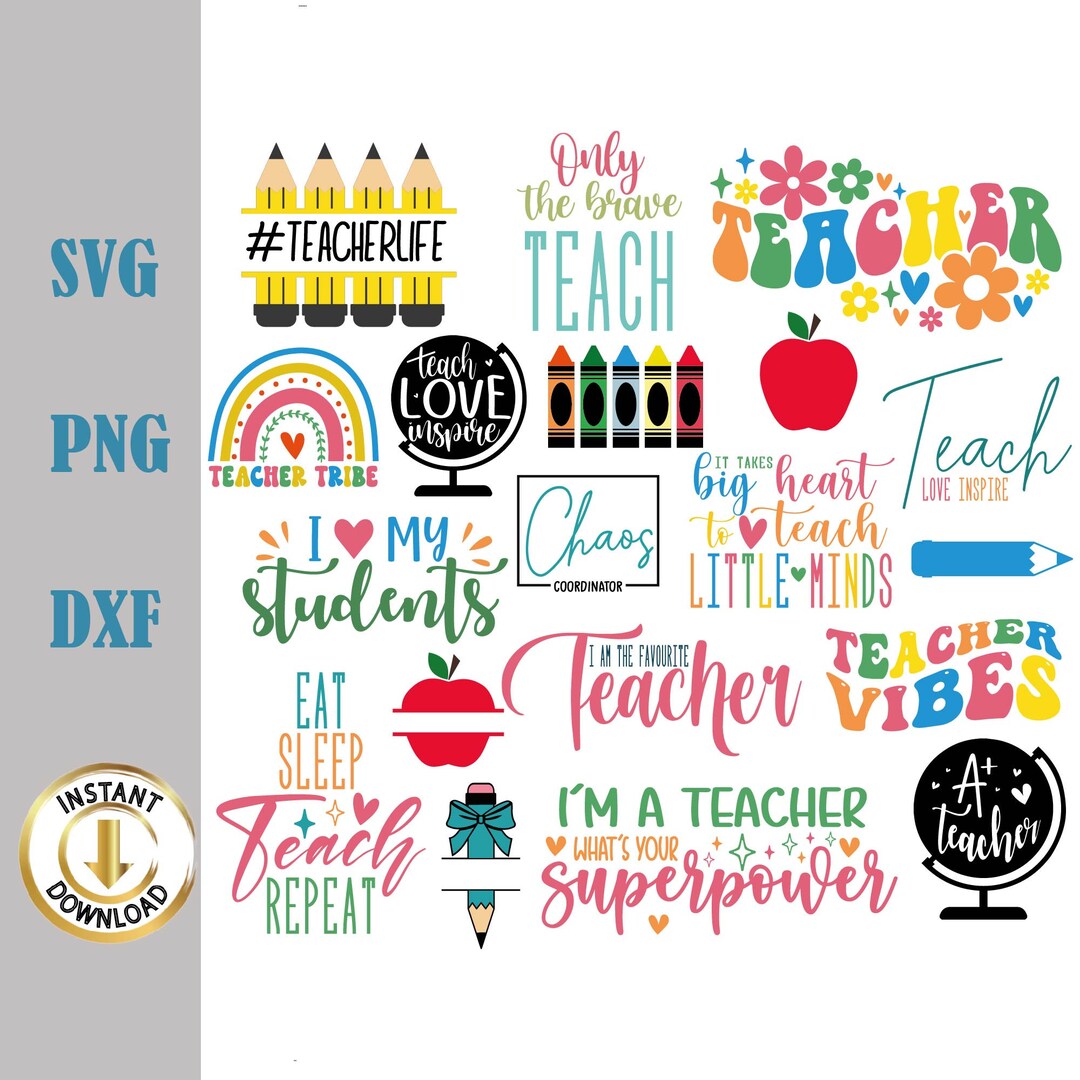 Teacher Svg Bundle Teacher Svg Png Dxf Teacher Monogram Svg - Etsy Canada