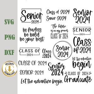 Senior 2024 Svg Bundle, Class of 2024 Svg Bundle Hand Lettered, Senior ...