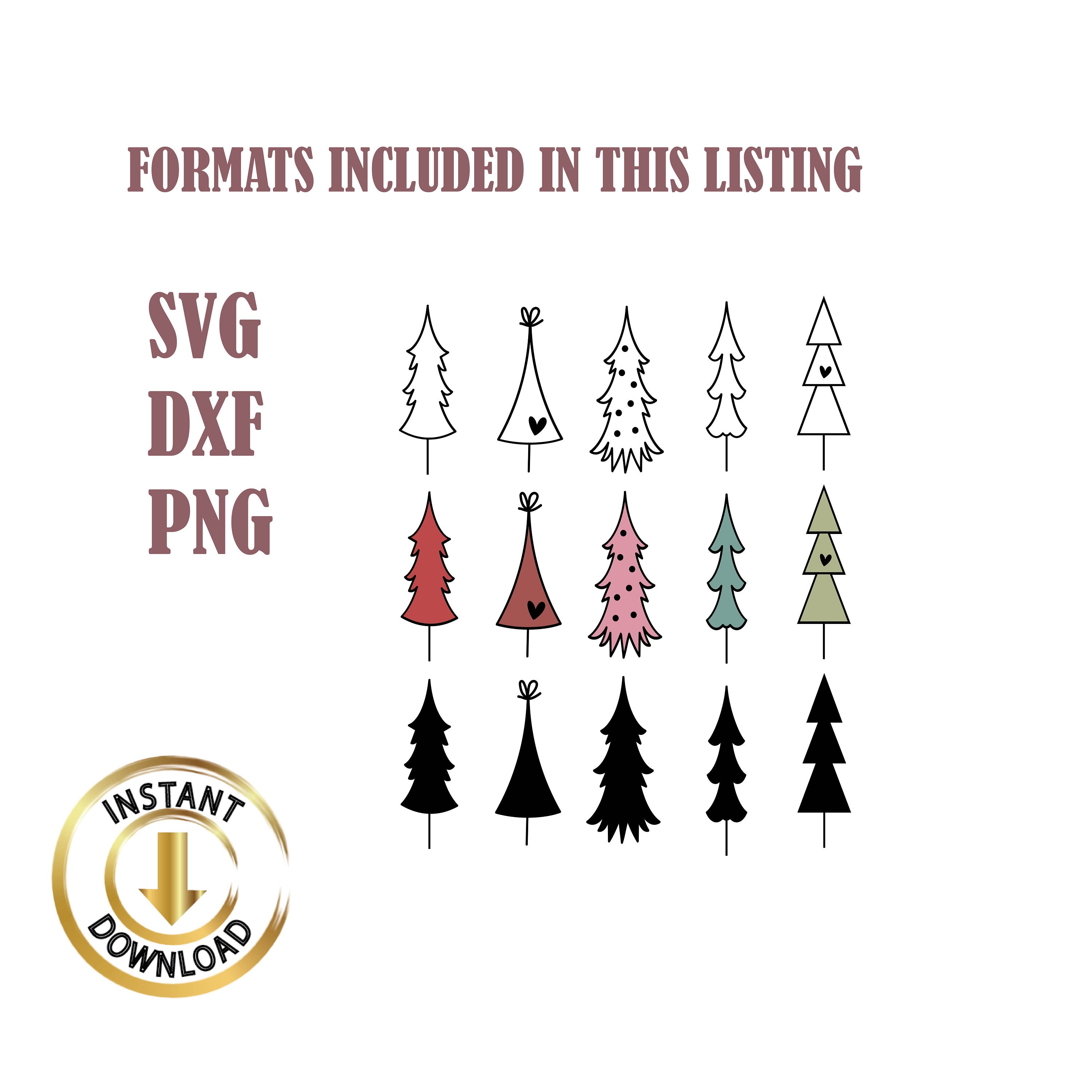 Christmas Tree Svg Bundle Hand Drawn Doodle Christmas Tree Etsy