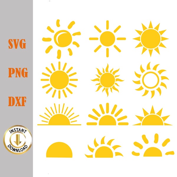 Boho Sun SVG, Sunshine Cut File, Sunburst Clipart, Boho Sun Vector, Horizon Sunrise svg, Hand Drawn Sun SVG, Commercial Use, Svg, dxf, png