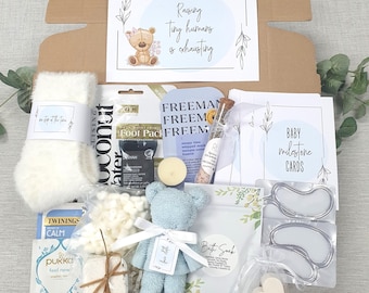 New Mum Spa Gift Box: Lavender Pamper Hamper, Baby Milestone Cards