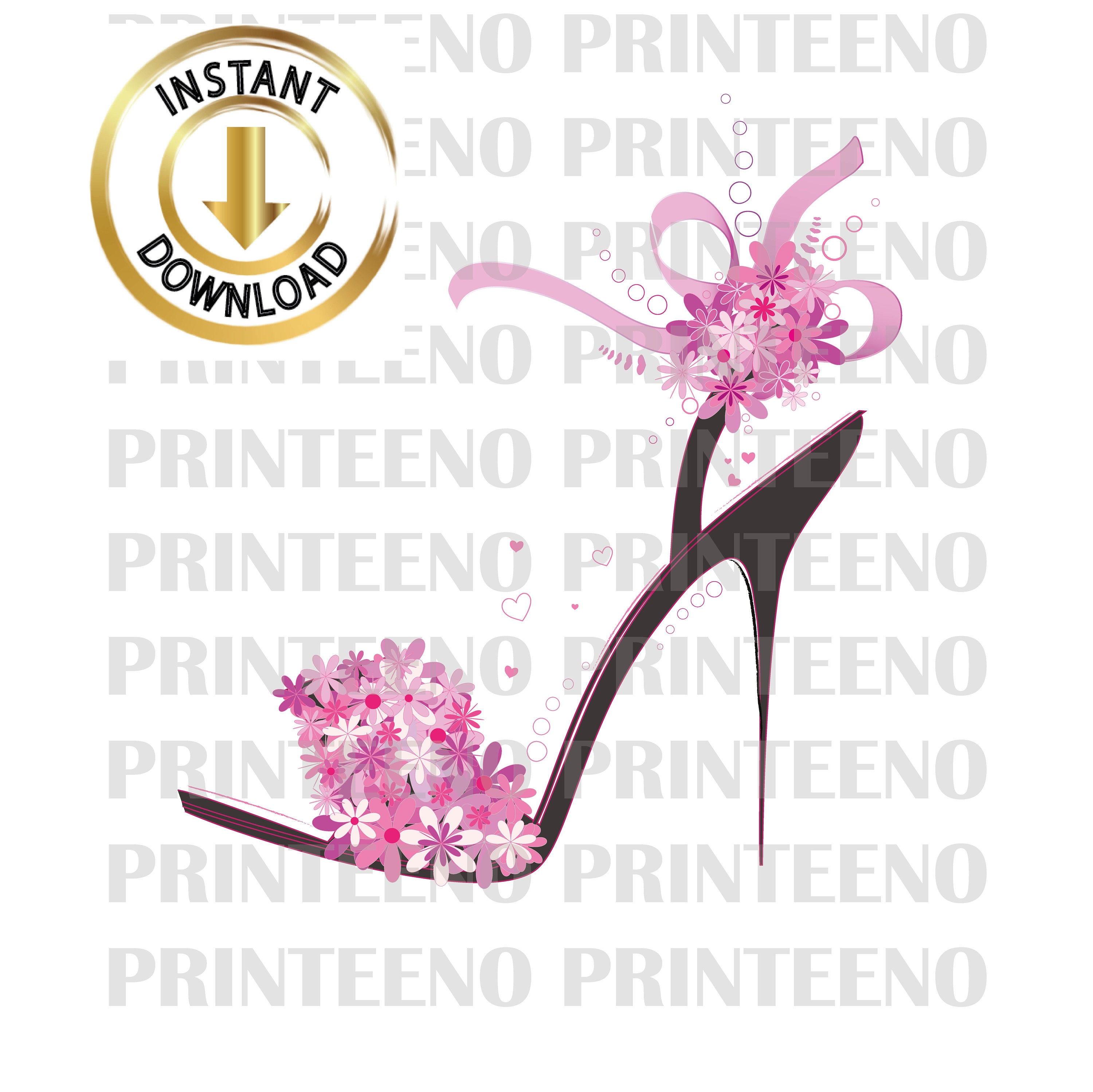 Zapato floral rosa imagen vectorial EPS PNG JPEG tarjetas de - Etsy EspaÃ±a
