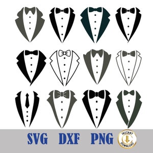 Tuxedo SVG, Suit Tie Outfit Wedding Groom Svg Png Dxf, Tuxedo Cut Cut ...