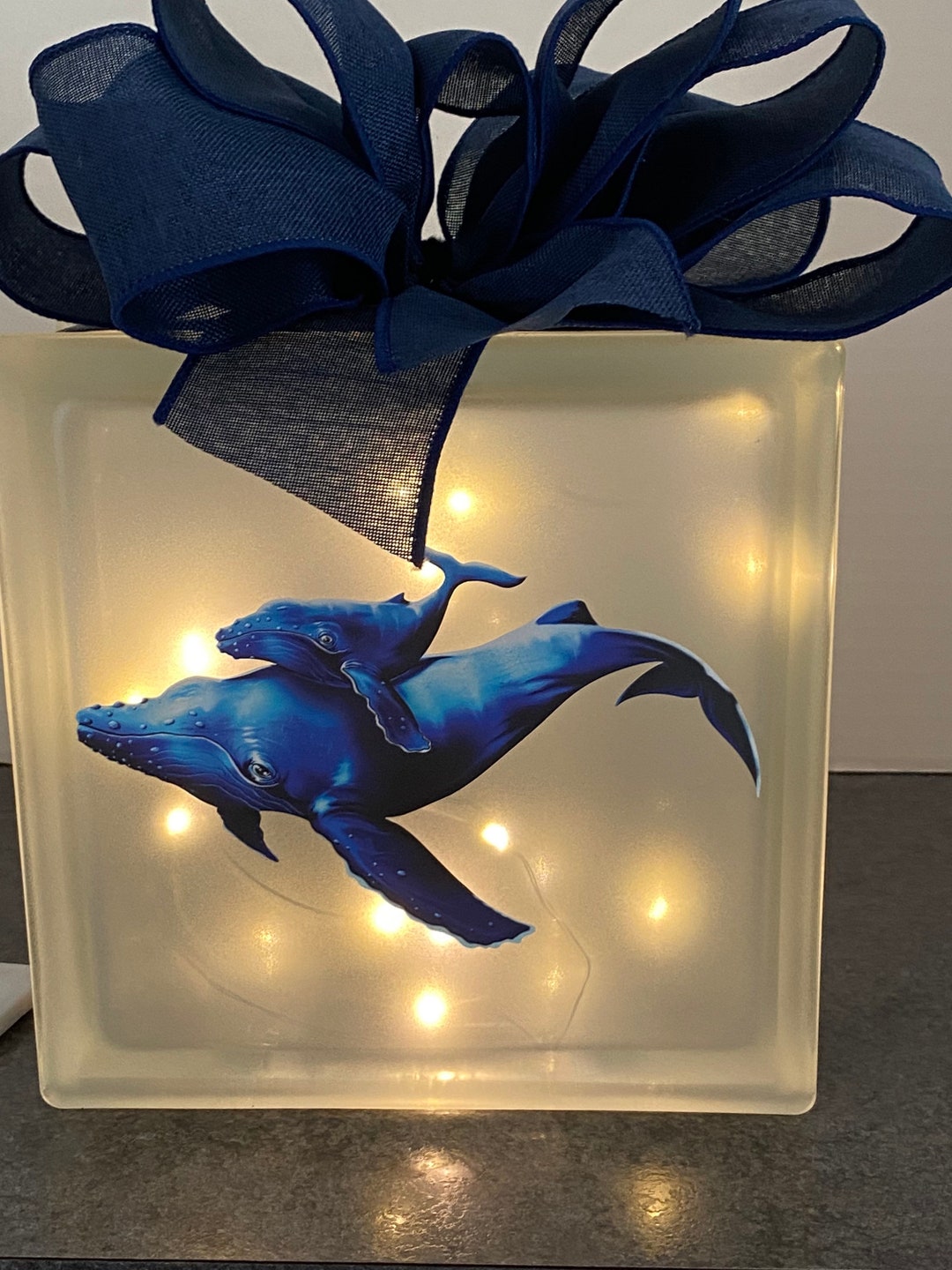 Mama and Baby Whale Frosted Glass Light Block Etsy