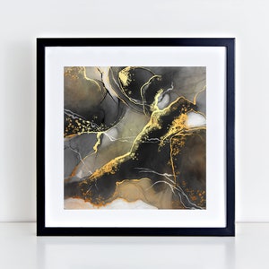 Black and gold alcohol ink digital download