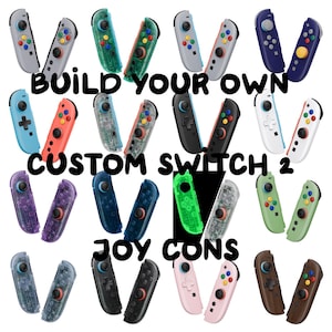 May include: An assortment of custom Switch Joy-Cons in various colors, including blue, red, green, and purple. The image features the text "Build Your Own Custom Switch 2 Joy Cons."