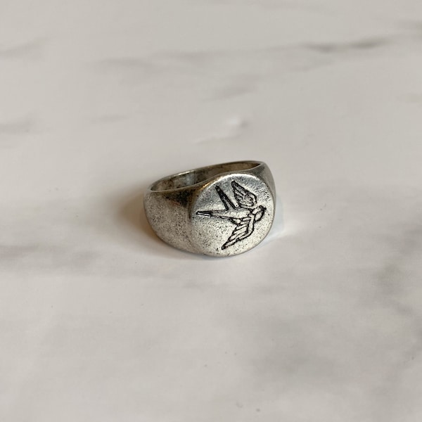 SWALLOW TATTOO RING - Fashion Ring Mens - Harry Styles Inspired Ring - Men Ring - Unisex Ring - Silver Ring Man - Fashion Jewellery Mens