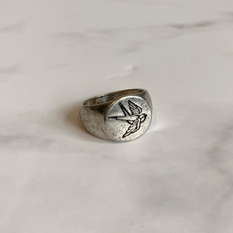 SWALLOW TATTOO RING - Fashion Ring Mens - Harry Styles Inspired Ring - Men Ring - Unisex Ring - Silver Ring Man - Fashion Jewellery Mens 