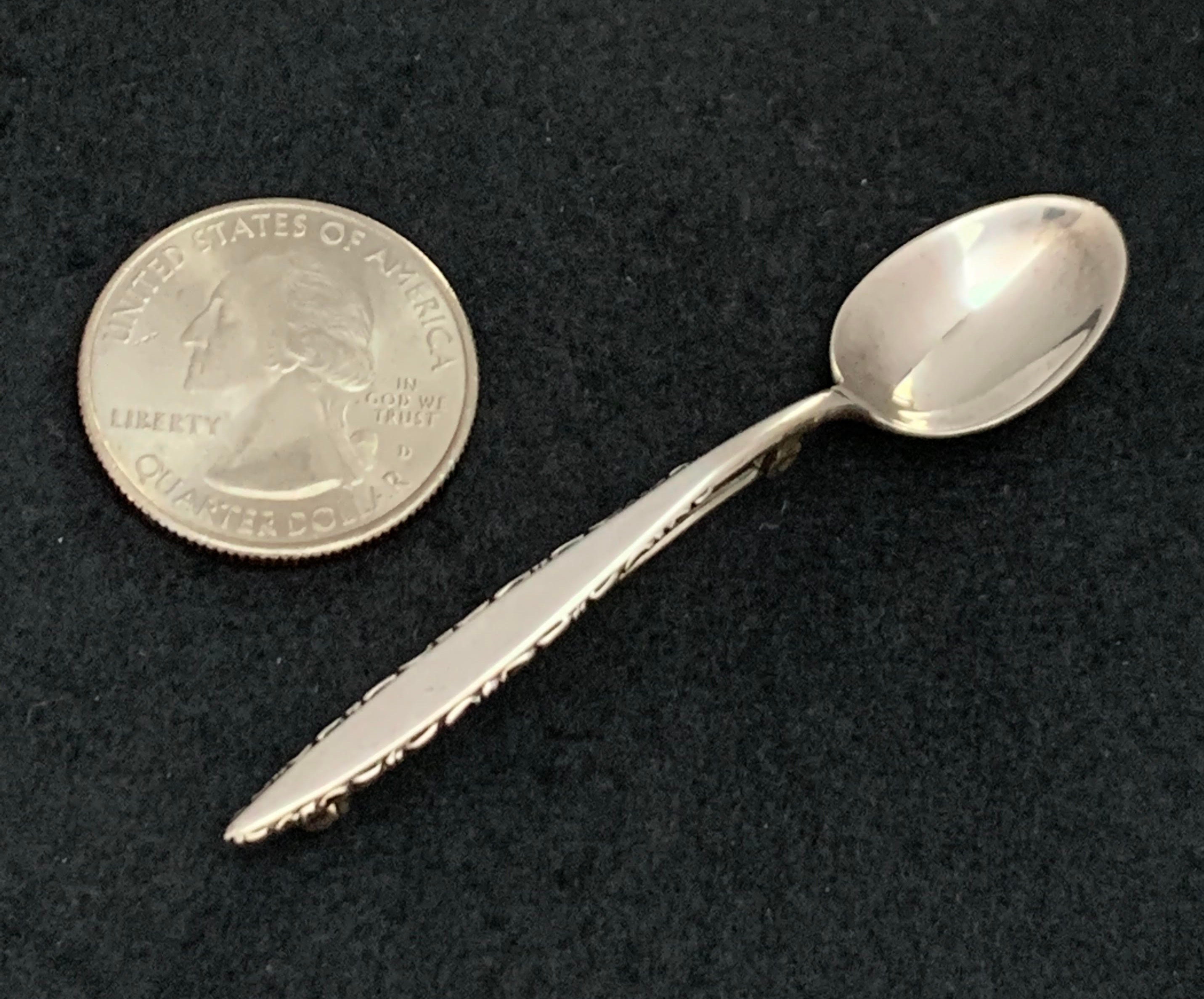 Vintage Sterling Silver Spoon Pin Brooch Salt Spoon Etsy UK