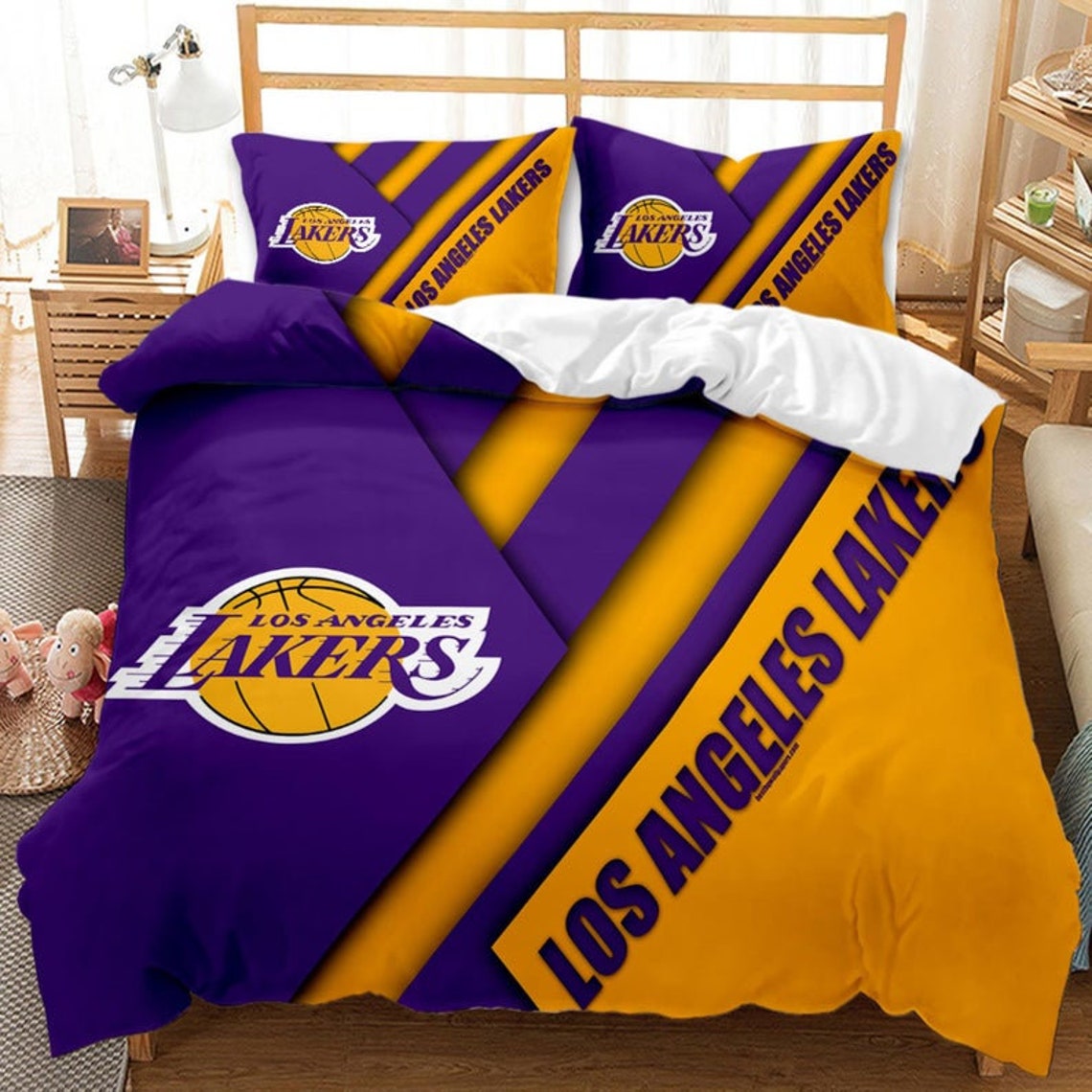 NBA Los Angeles Lakers Bedding Set Lakers Bedding Cover Etsy