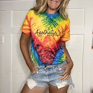 Colortone T100 Mockup l Colortone Woodstock Tie-Dye Tshirt Mockup l Tshirt Model Mockup l Aesthetic Mock ups