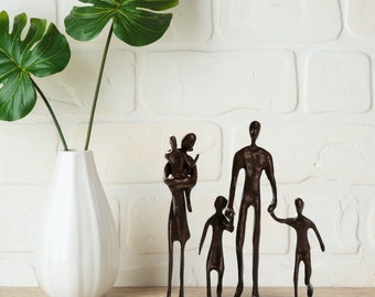 Bronze Family of 5 Sculpture - Ideal Home Decor Gift for Family Home - Family of Five Figurine - The Perfect Family Gift