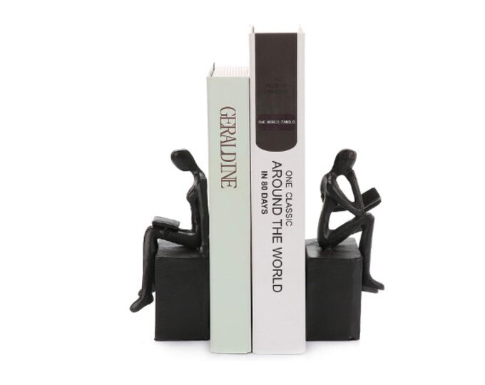 Quirky Deco Inspired Split Head Bookends Shelf Decor Great Gift Idea