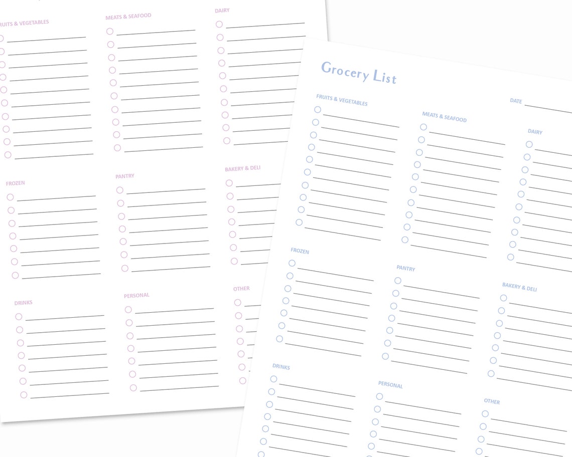 Fillable Grocery List Shopping List Checklist Template Etsy