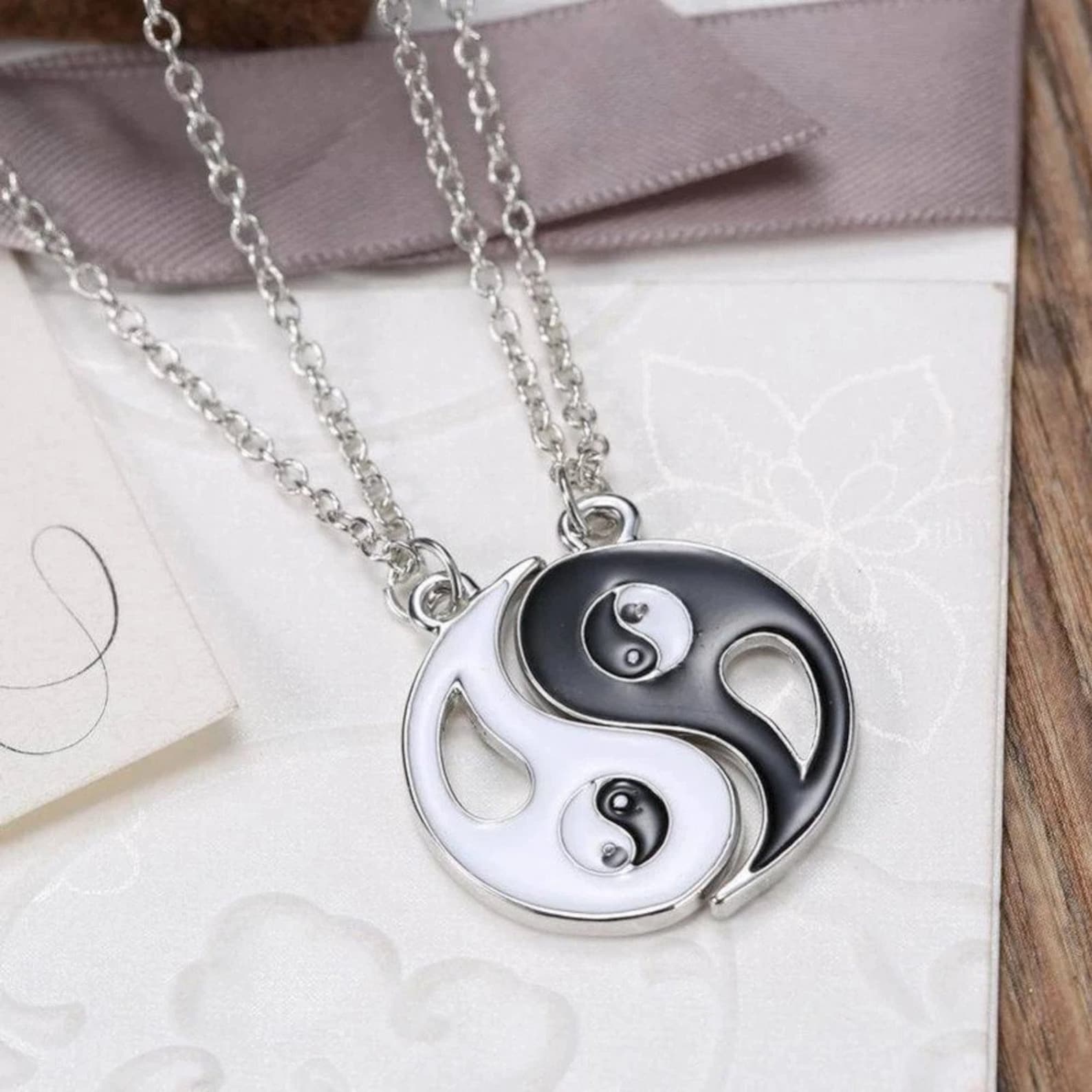 2 Piece Stainless Steel Yin Yang Pendant Necklace for Couples Etsy