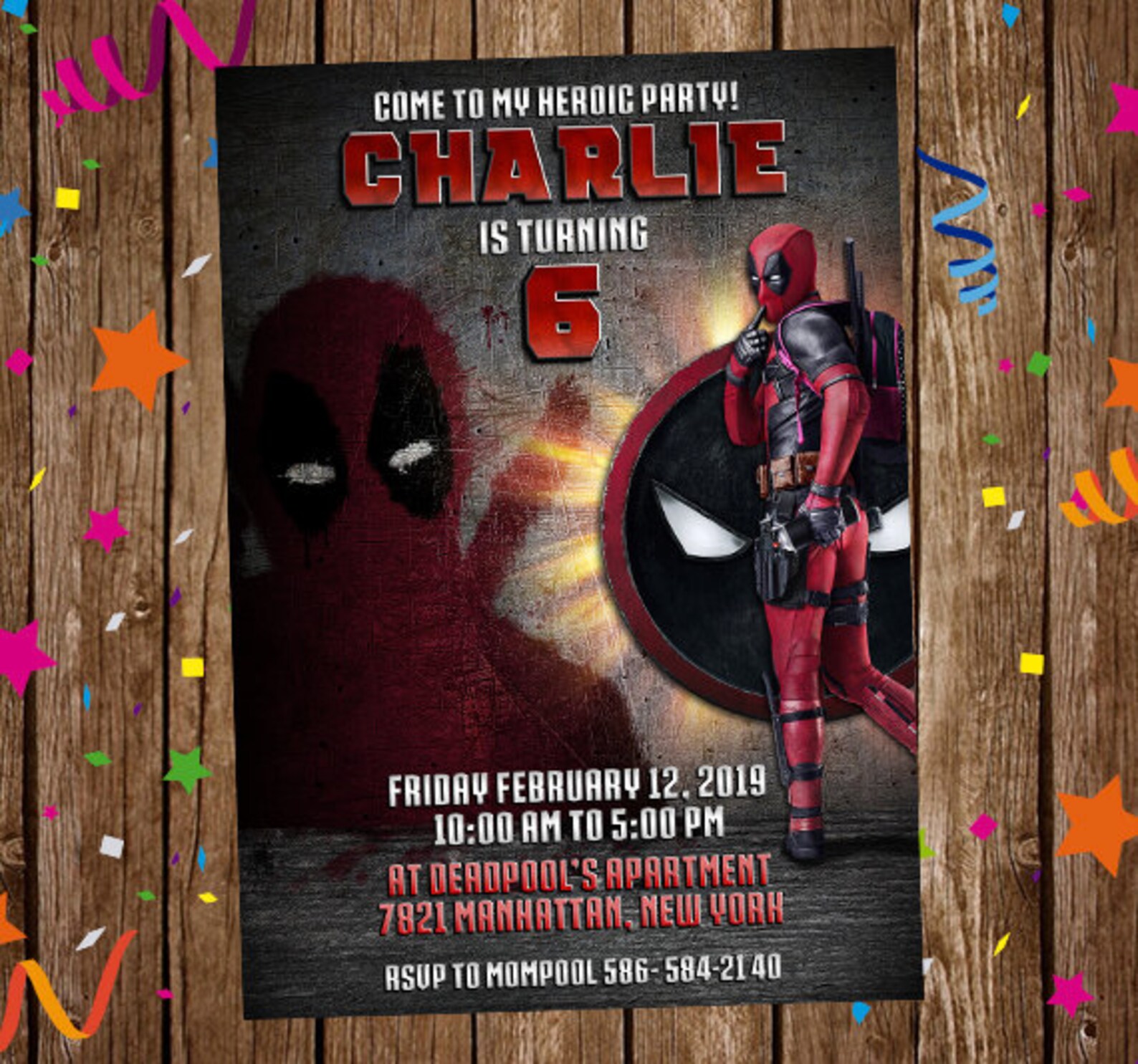 Deadpool Birthday Party Invitation Deadpool Birthday Etsy