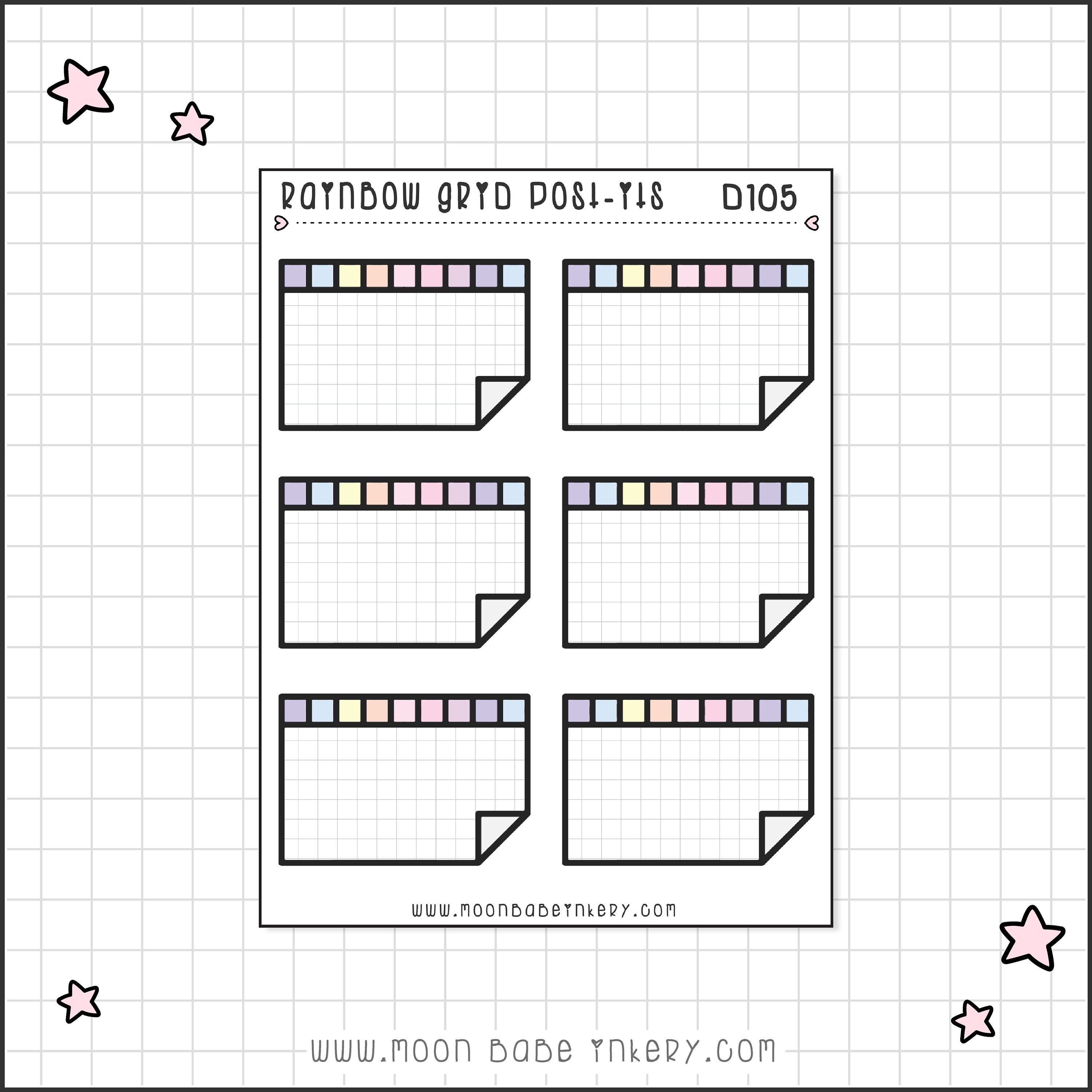 Rainbow Grid Post-it Notes Printable Planner Stickers | Etsy