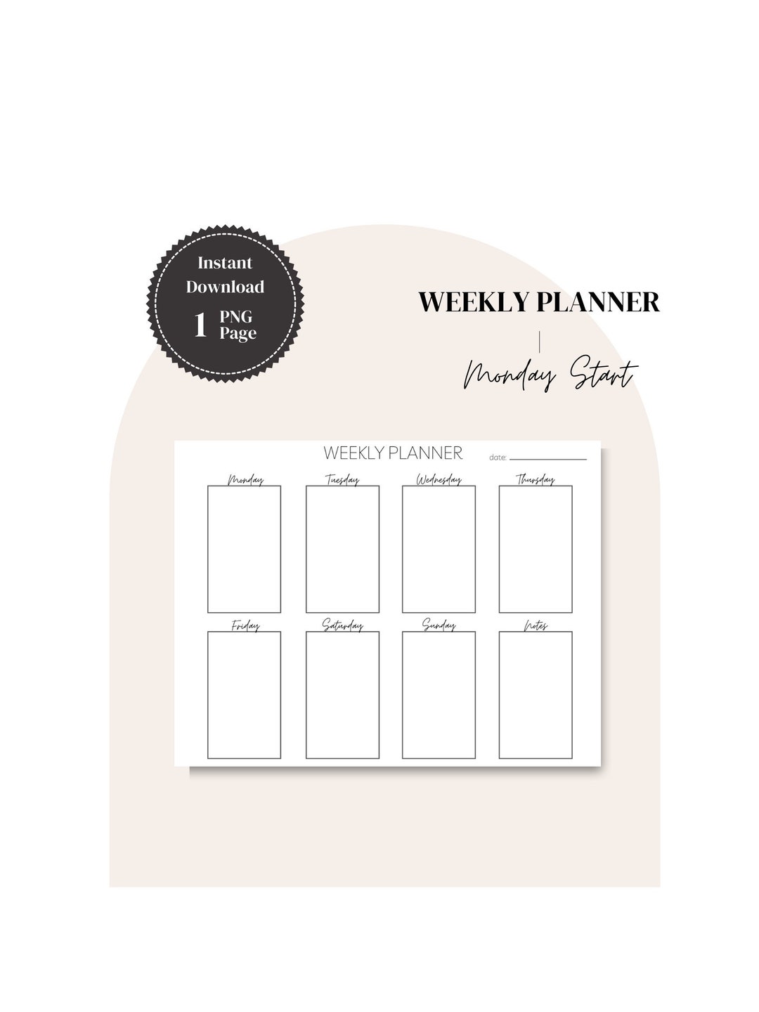 Weekly planner printable landscape desk planner week at a etsy