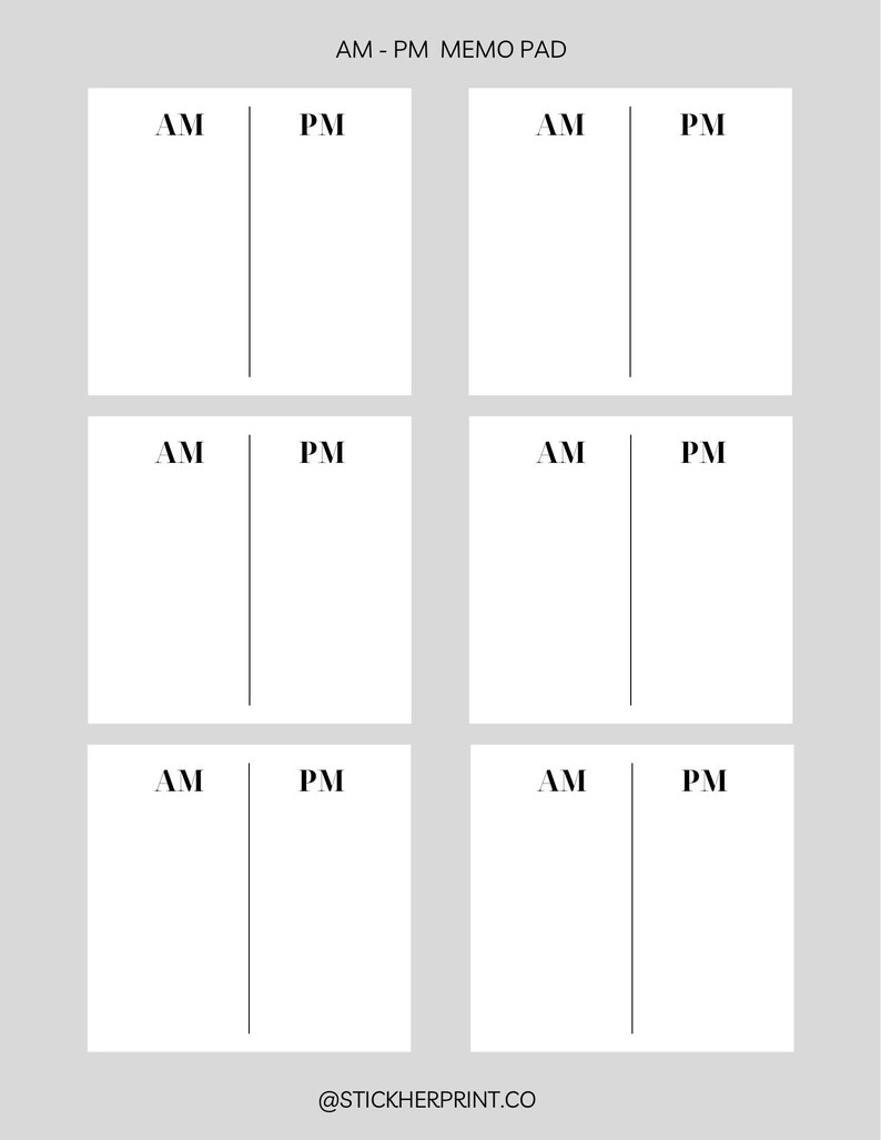 Sticky Note Printable 3x3 Memo Cards Mini Schedule Planner - Etsy