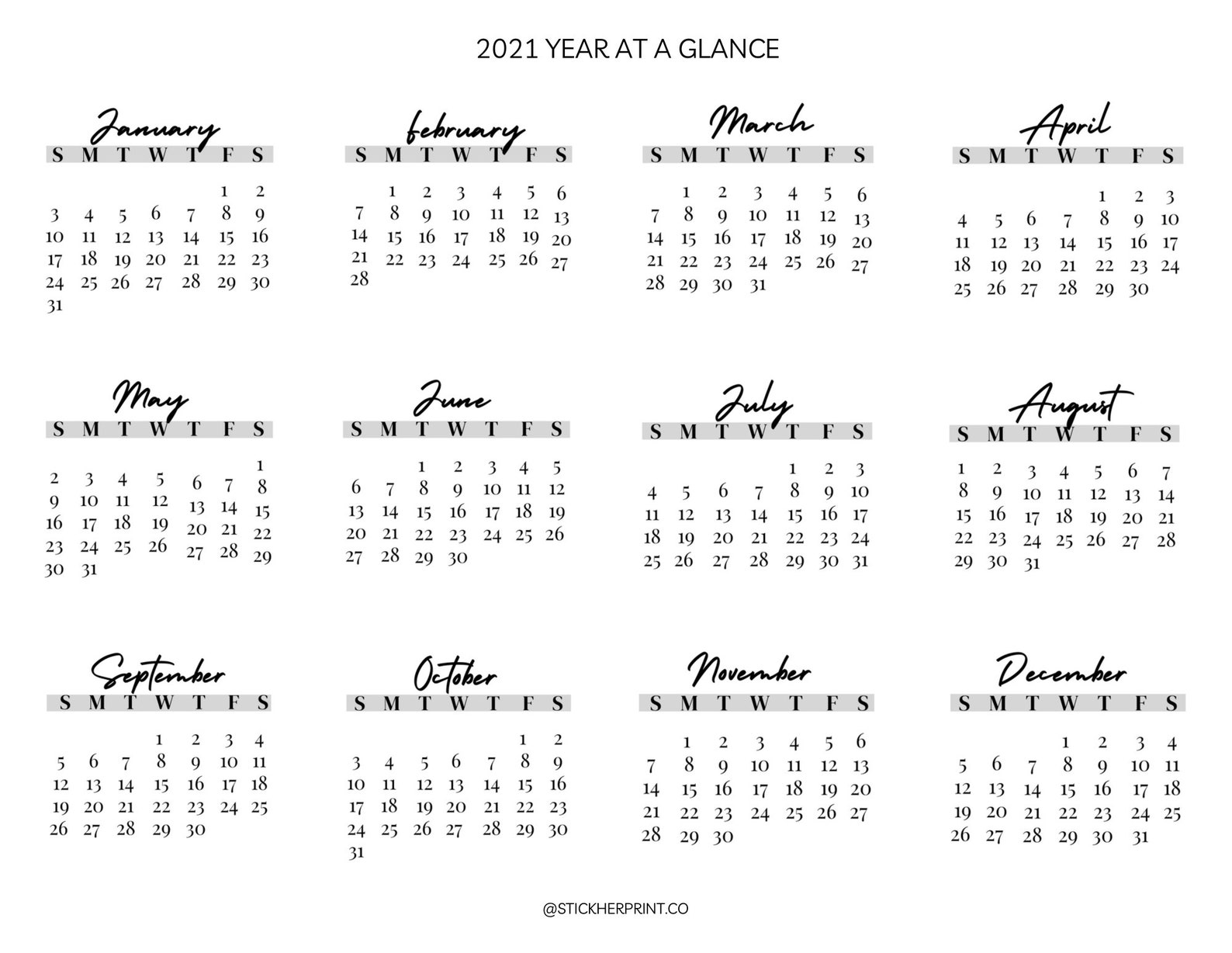 Printable mini calendar 2021 rukery Printable mini calendar 2021 rukery