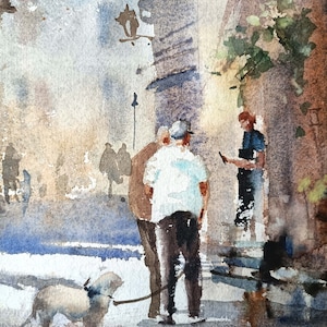 Rome, Italy, original watercolor painting, Centro storico, city view, Architecture, italian view, urban landscape, scorcio urbano