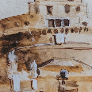 Original Watercolor - Castel Sant’Angelo, Rome | Italian Landmark, Travel Art, Hand-Painted Artwork