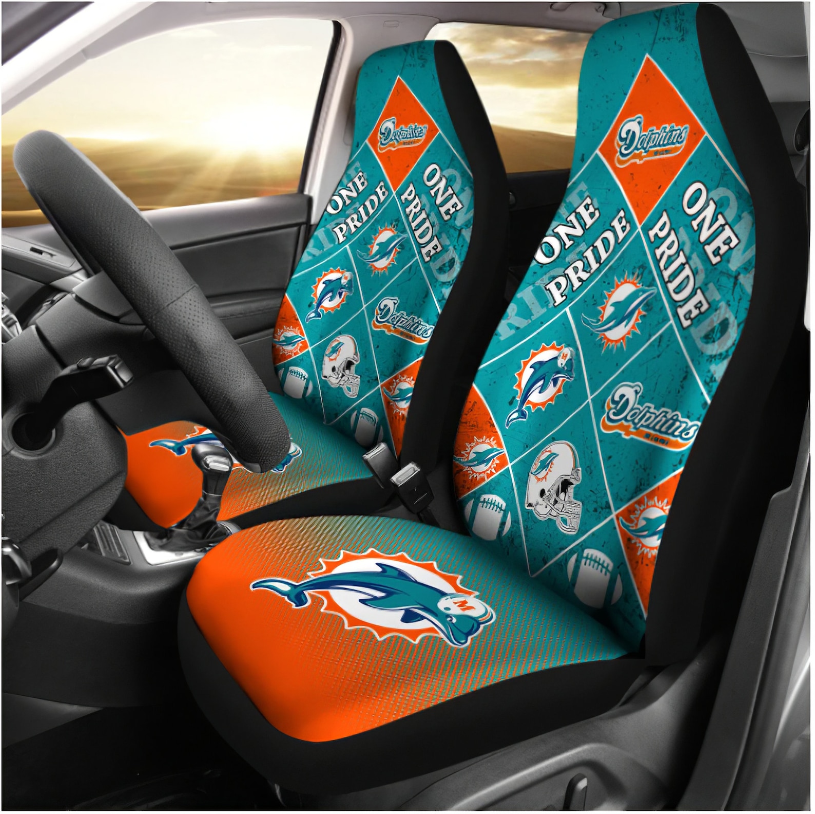 Pride Flag Miami Dolphins Car Seat Covers Miami Dolphins Car Etsy